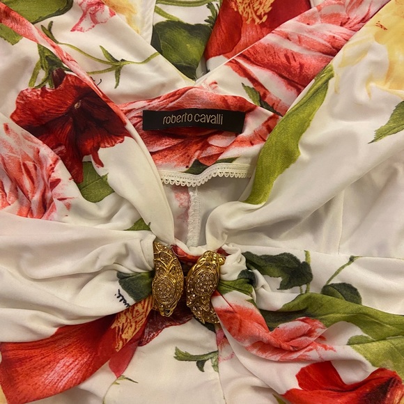 Roberto Cavalli 3/4 Sleeve Dress with Gold Snake Pin - Picture 8 of 10